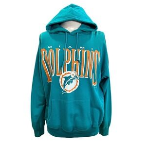 Vintage 1996 Miami Dolphins Hoodie True Fan Aqua Teal NFL XL